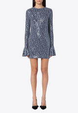 All-Over Print Sequined Mini Dress