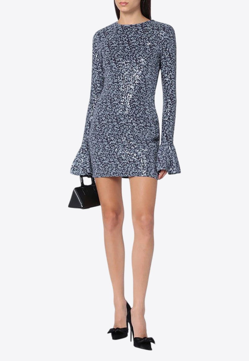 All-Over Print Sequined Mini Dress