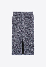 All-Over Print Sequined Midi Skirt