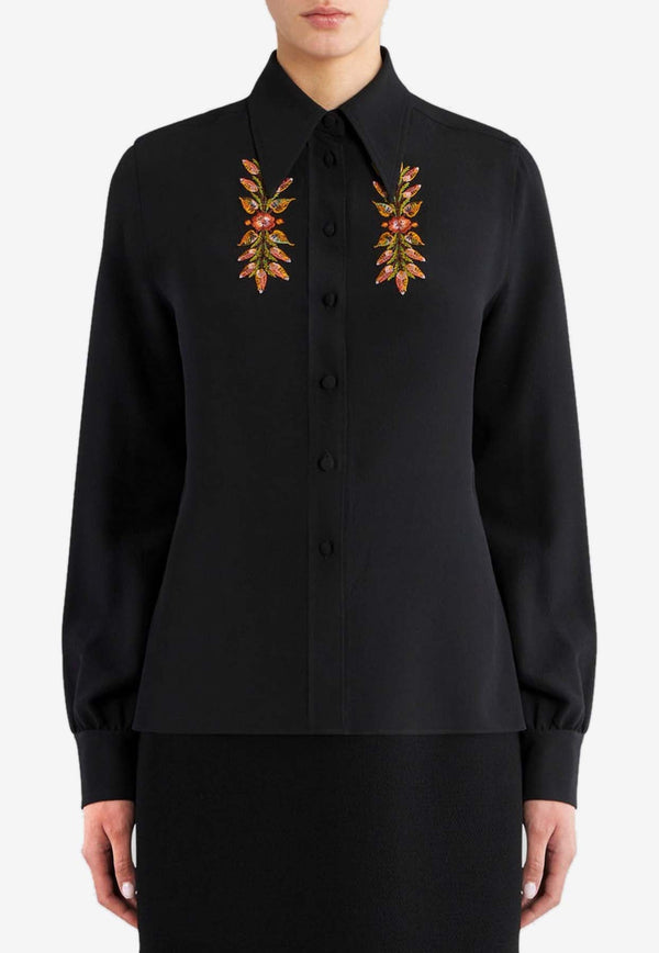 Floral Foliage Embroidered Shirt