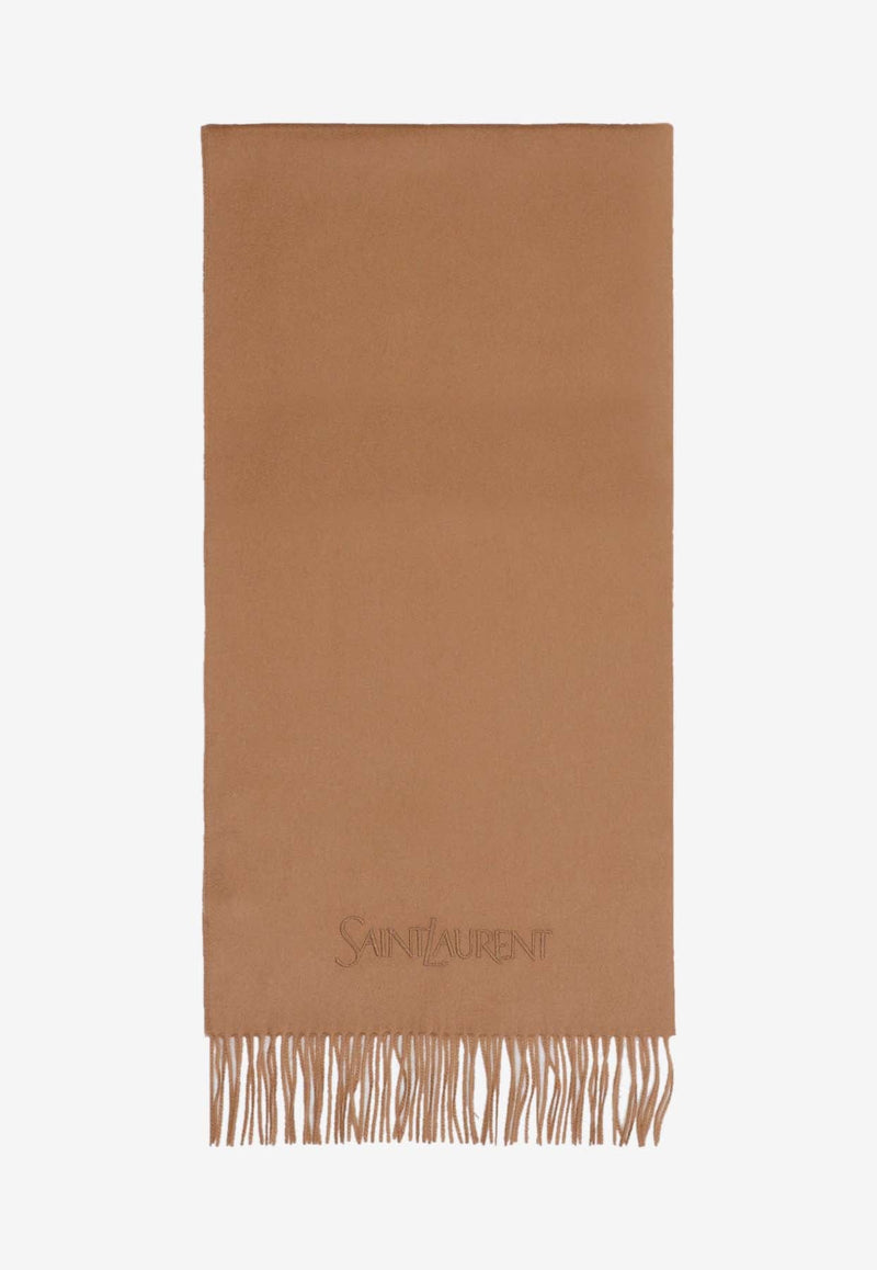 Logo Embroidered Cashmere Scarf