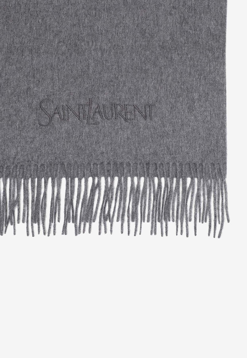 Logo Embroidered Cashmere Scarf