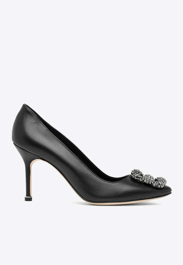 Hangisi 90 Crystal Buckle Leather Pumps