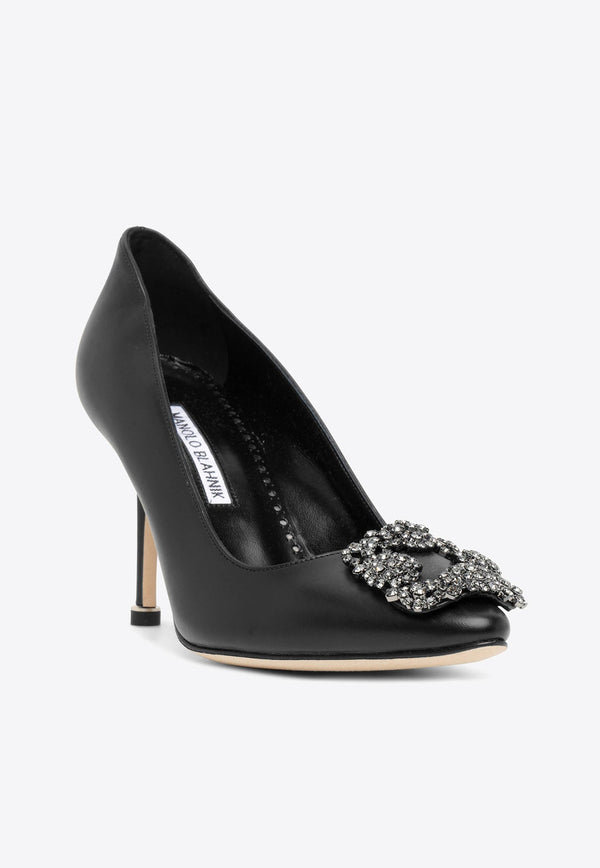 Hangisi 90 Crystal Buckle Leather Pumps