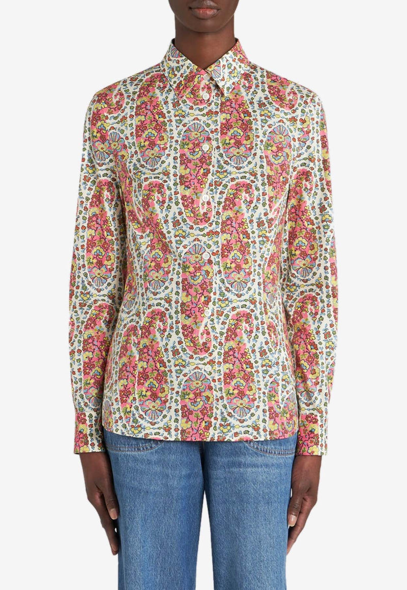 Floral Print Long-Sleeved Shirt