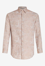 Floral Jacquard Long-Sleeved Shirt