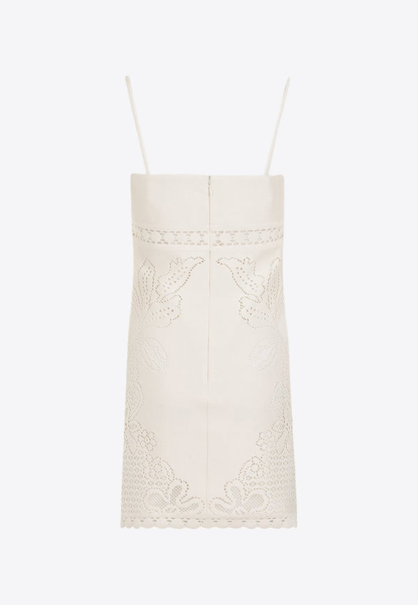 Perforated Sleeveless Mini Dress