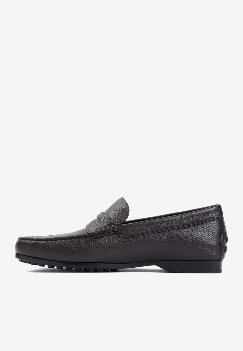 Grained Leather Penny Loafers