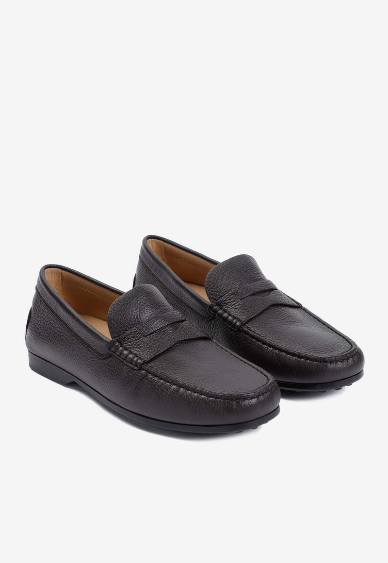 Grained Leather Penny Loafers