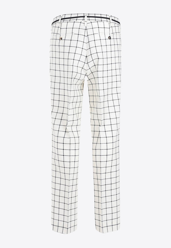 Grid Straight-Leg Pants in Wool