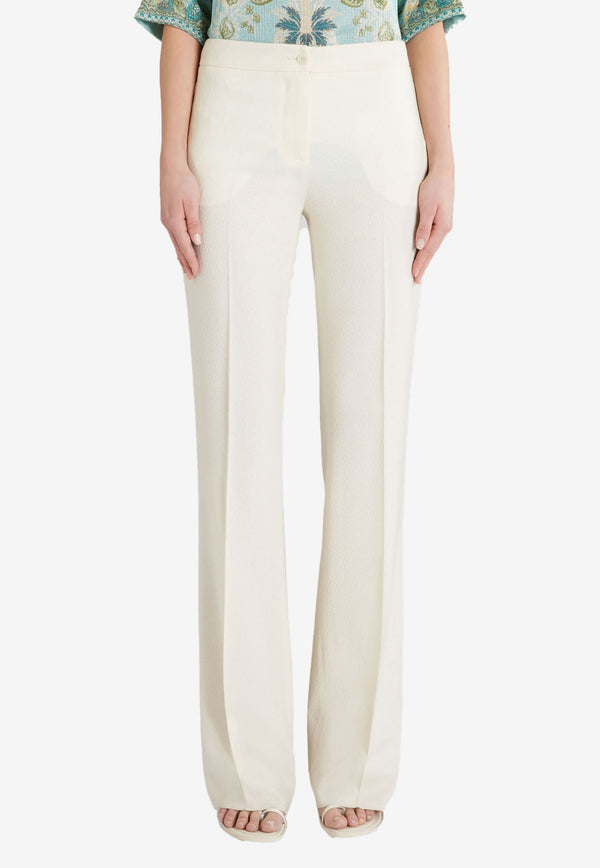 High-Waist Jacquard Wool Pants