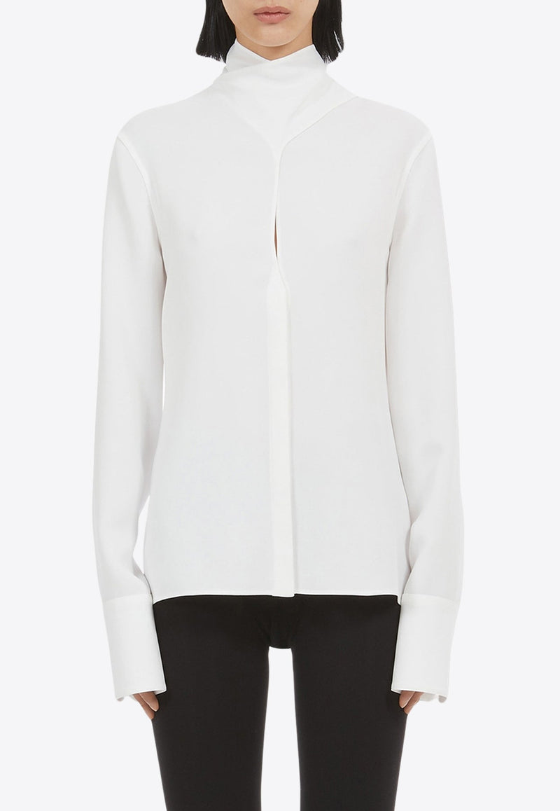 Sash Collar Long-Sleeved Shirt