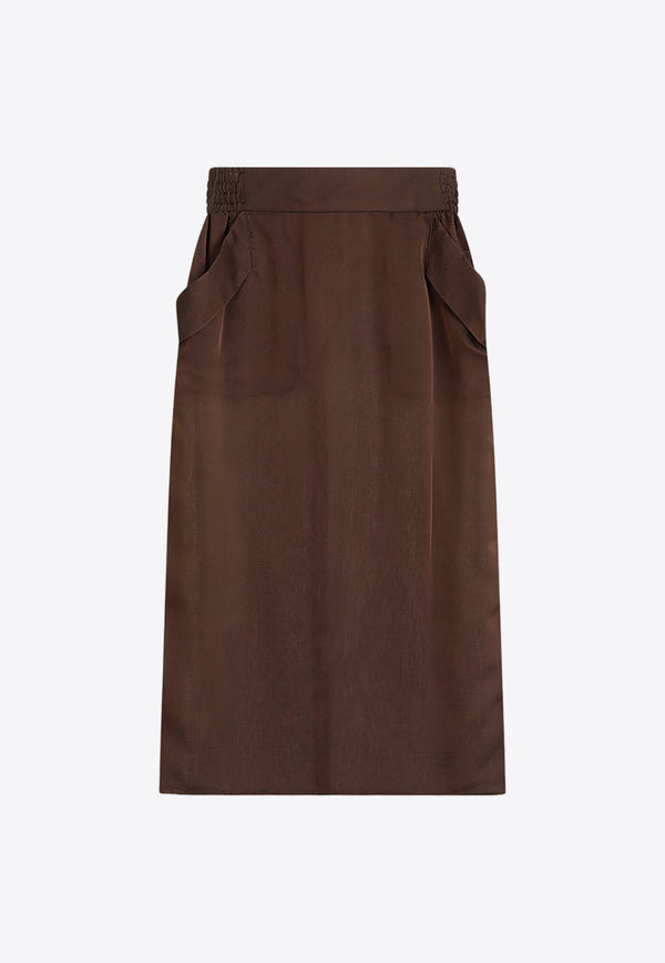 Pencil Midi Skirt in Silk Muslin