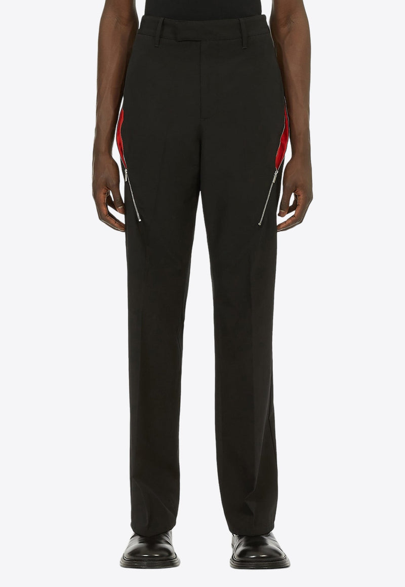 Tapered Zip-Detail Tailored Pants