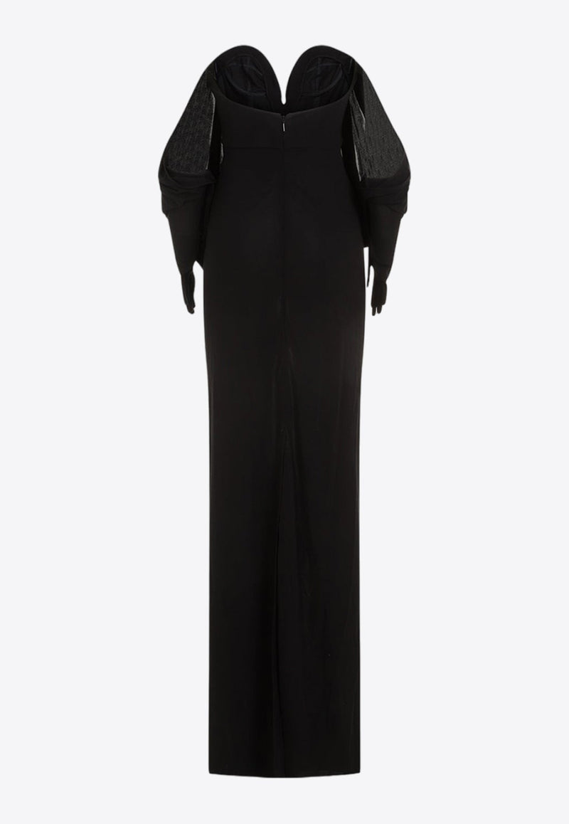 Draped Off-Shoulder Maxi Dress