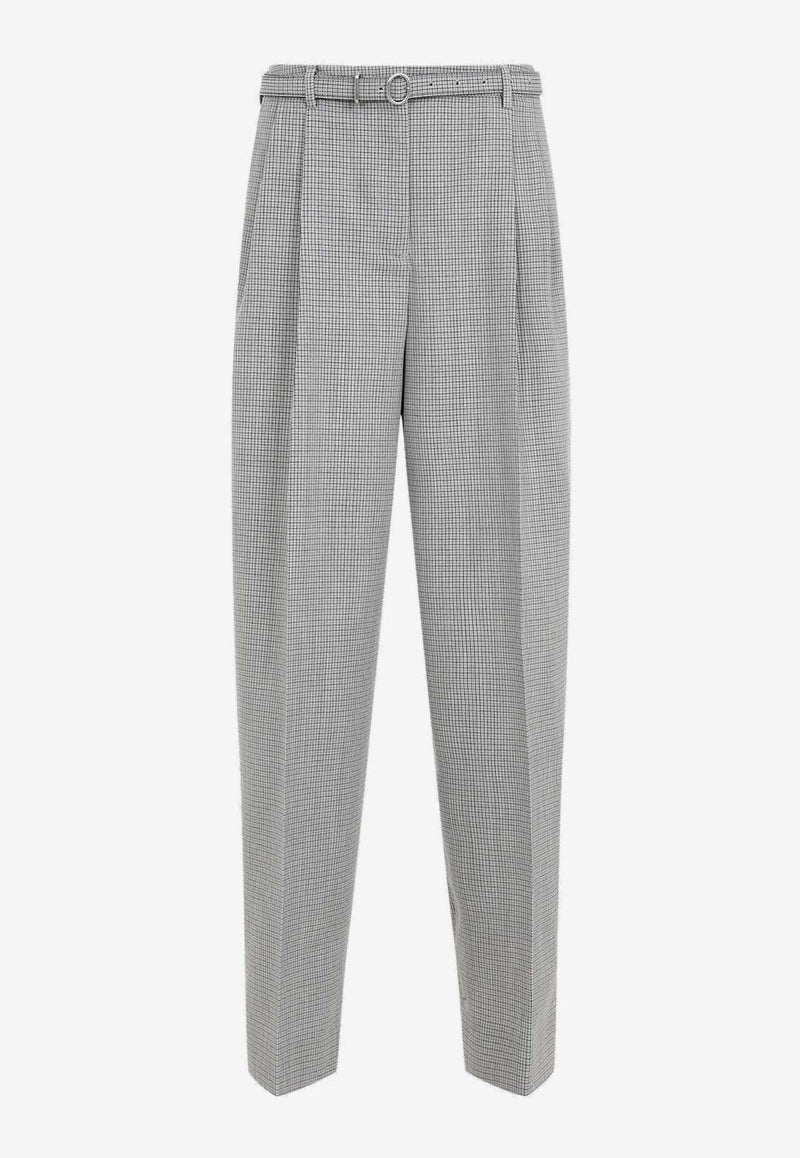 Checked Pleated Wool Pants
