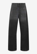 Washed Wide-Leg Jeans