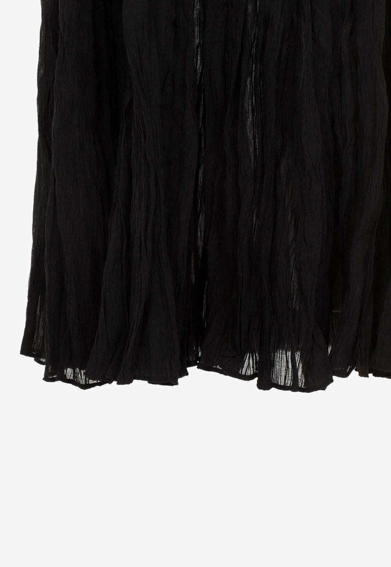Crinkled Pleated Midi Skirt