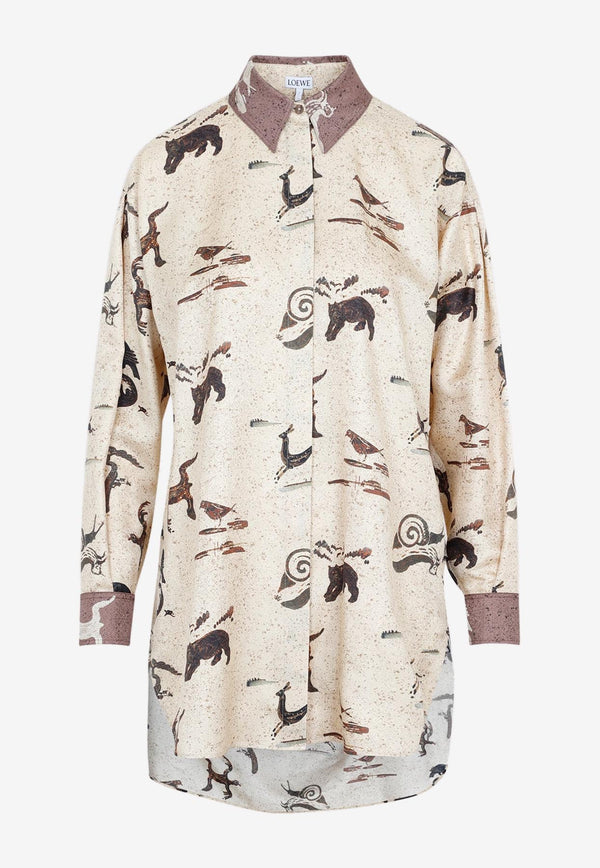 Animal-Print Long-Sleeved Shirt