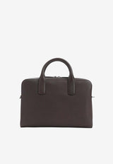 Grained Leather Logo Briefcase