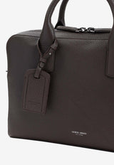 Grained Leather Logo Briefcase