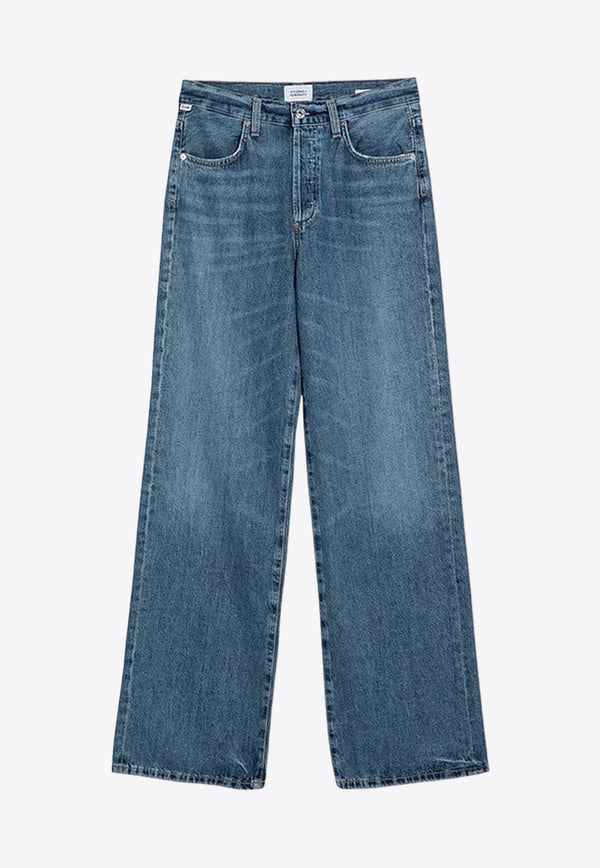 Washed-Effect Straight Jeans