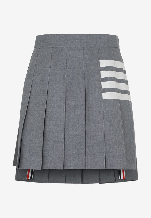 4-Bar Pleated Mini Skirt in Wool