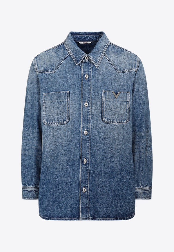 VLogo Long-Sleeved Denim Shirt