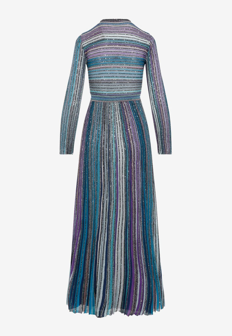 Lamé Pleated Knit Maxi Dress