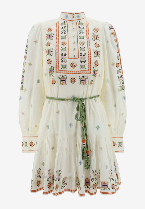 Lovella Floral Embroidered Mini Dress