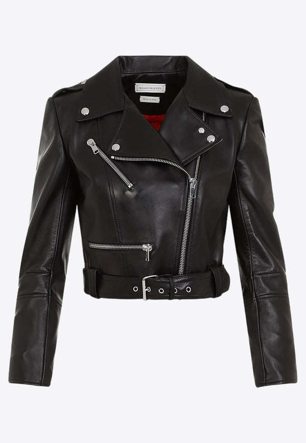 Biker Leather Cropped Jacket