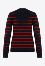 Wool-Blend Striped Cardigan