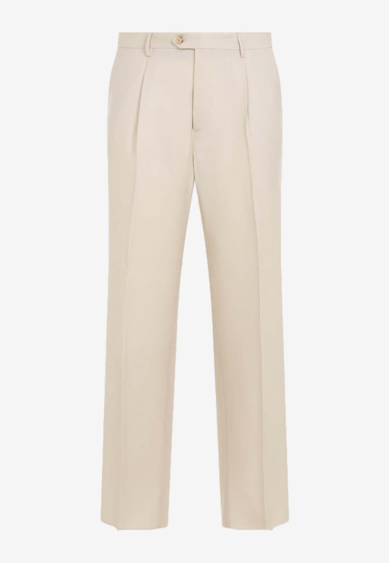 Single Pleat Wool Pants