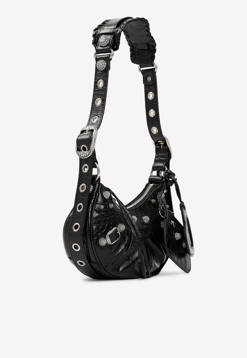 Le Cagole XS Shoulder Bag in Croc Embossed Leather