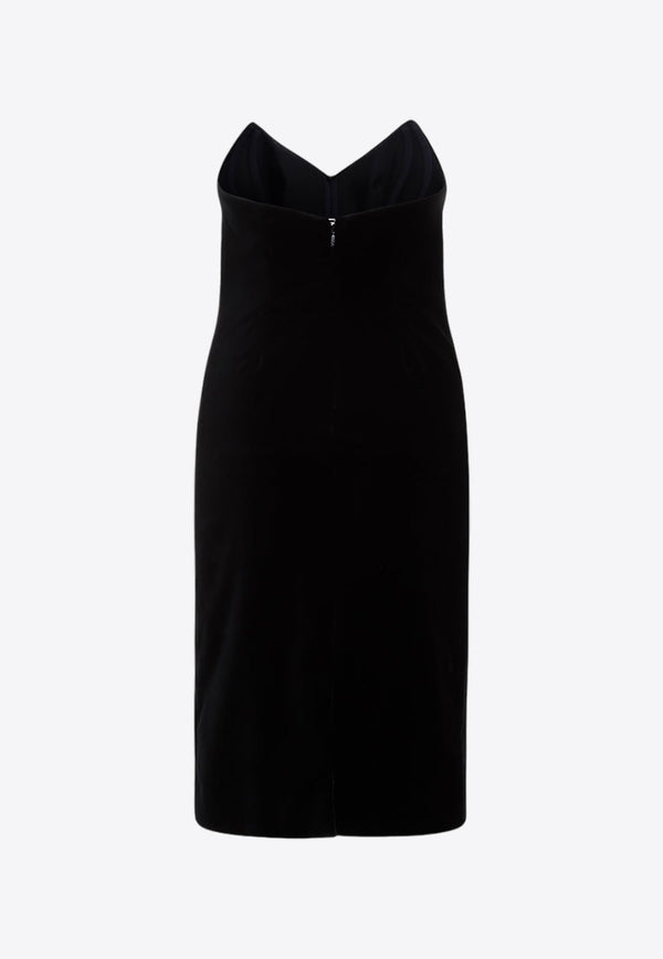 Strapless Velvet Midi Dress