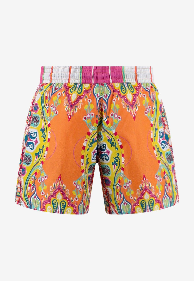 Paisley-Print Swim Shorts