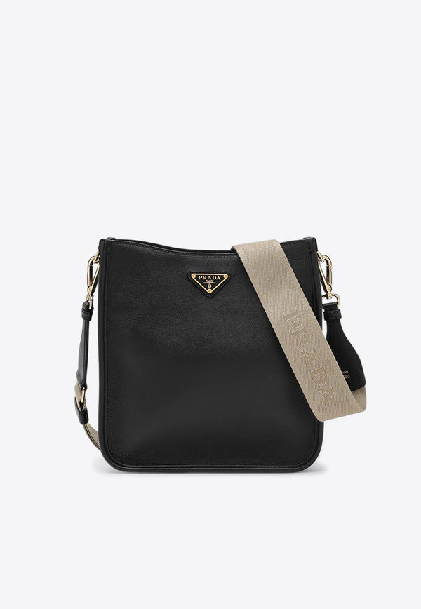 Triangle Logo Leather Crossbody Bag