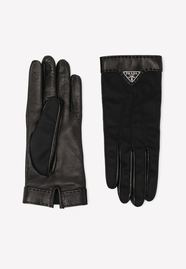 Logo Plaque Leather Gloves