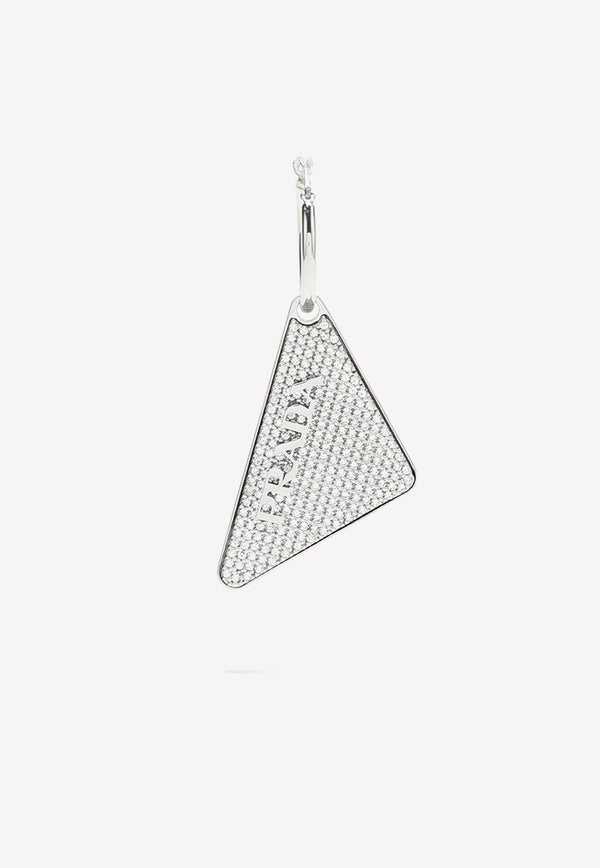 Crystal Embellished Triangle Logo Left Earring