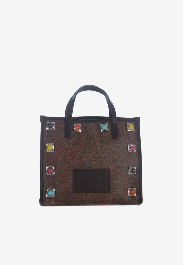 Stud-Embellished Paisley Tote Bag