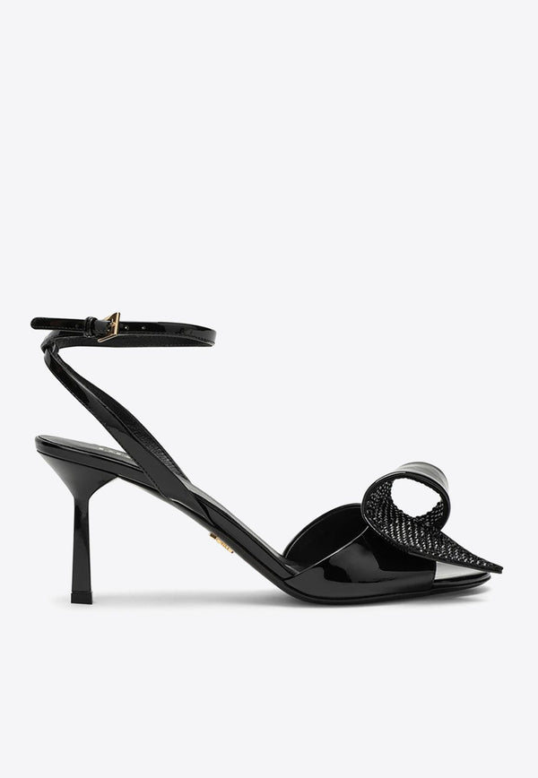 75 Crystal-Embellished Sandals in Patent Leather