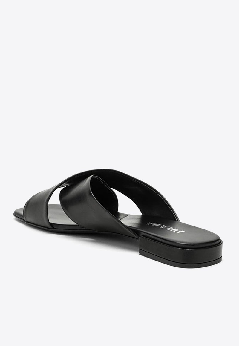 Logo Leather Flat Sandals