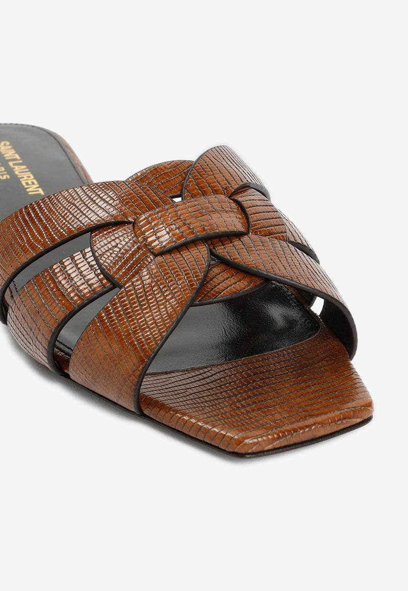 Tribute Slides in Lizard Embossed Leather