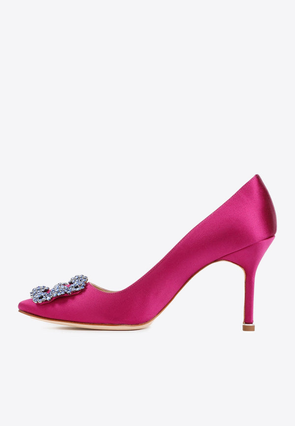 Hangisi 90 Crystal Buckle Satin Pumps