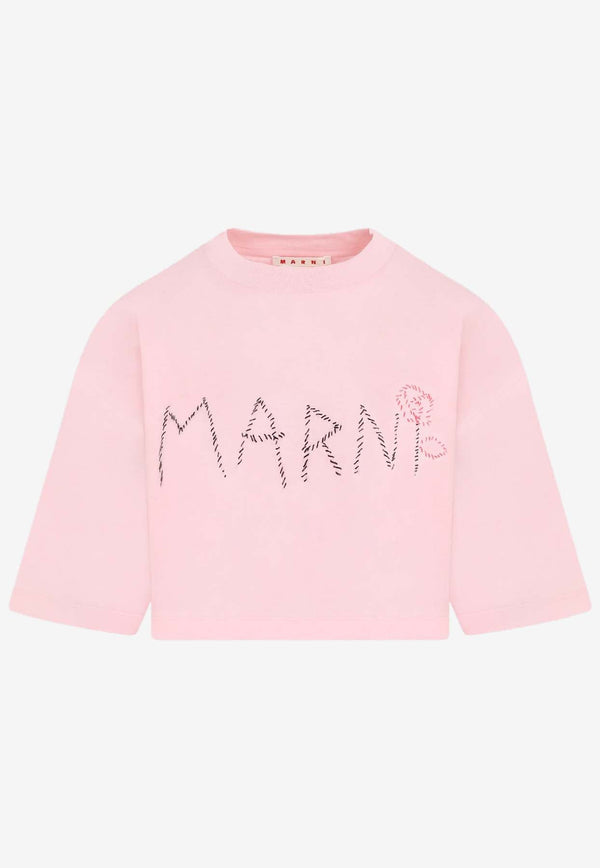 Logo-Embroidered Cropped T-shirt