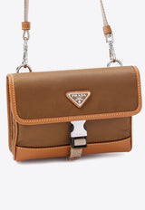 Triangle Logo Leather-Trimmed Messenger Bag