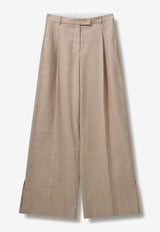 Lino Wide-Leg Pleated Pants