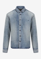 Logo-Embroidered Washed Denim Shirt