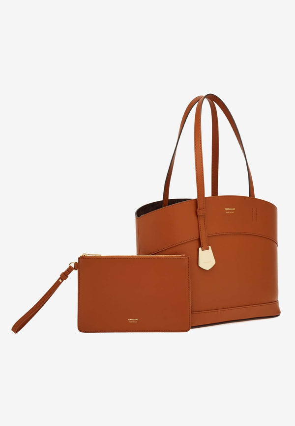 Charm Calf Leather Tote Bag