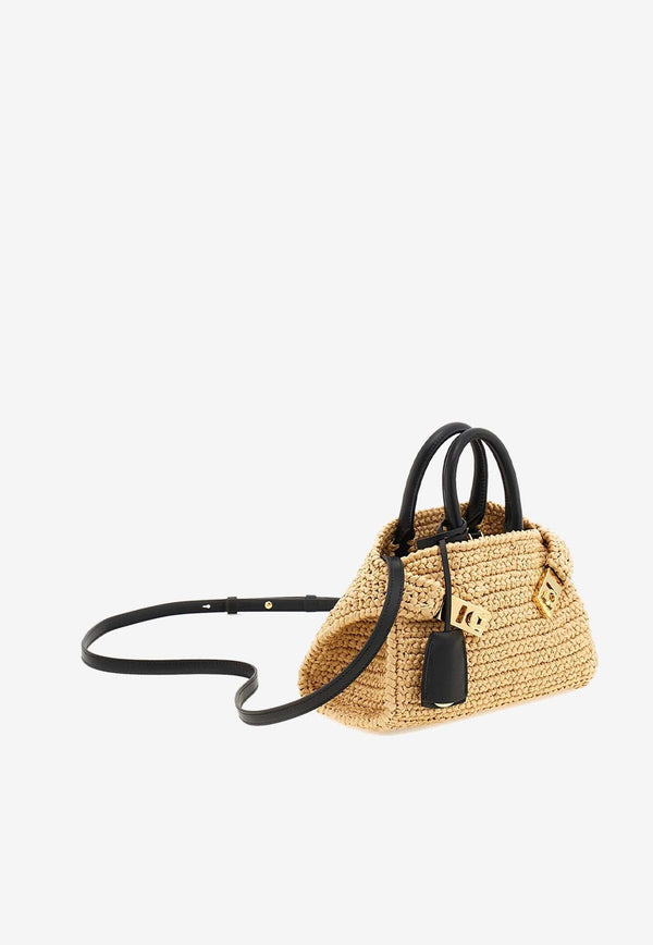 Mini Hug Woven-Raffia Top Handle Bag